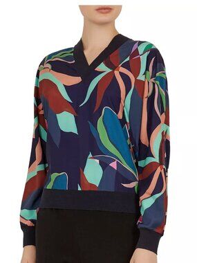 Ted Baker Navy V-Neck Byssie Supernatural-Print Sweater